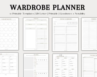 Wardrobe Planner Templates | Printable PDF Templates | Weekly Planning | Event/Vacation Planning | Fashion Moodboards and Color Palettes