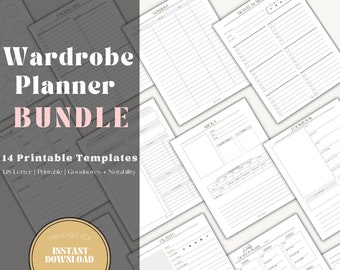 BUNDLE Wardrobe Planner Templates | Printable PDF Templates | Weekly Planning | Event/Vacation Planning | Fashion Mood boards and Lookbook