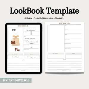Vertical LookBook Template | Capsule Wardrobe | Outfit Planner | Goodnotes 5, Notability, etc. | Printable Lookbook | Customizable Planner