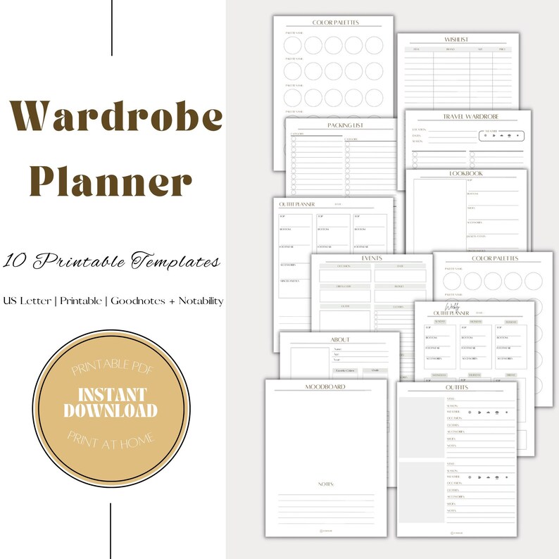 Wardrobe Planner Templates Printable PDF Templates Weekly - Etsy