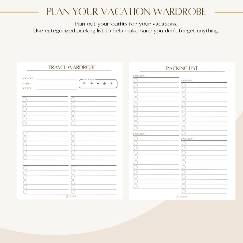 Wardrobe Planner Templates Printable PDF Templates Weekly - Etsy Canada