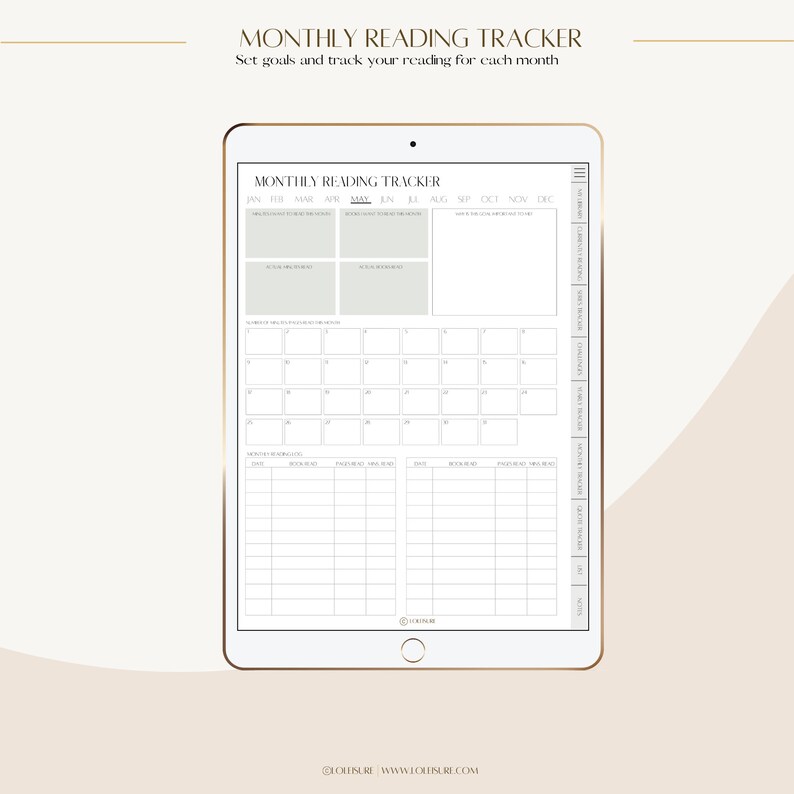 Digital Reading Journal Monthly Reading Tracker Hyperlinked Book ...