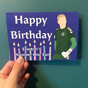 Tarjeta de cumpleaños de Pickford Everton Jordan Pickford Aficionado al fútbol inglés Toffees del EFC