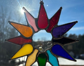 Rainbow Star stained glass sun catcher