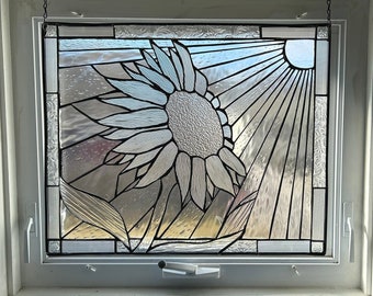 Clear Sunflower in the sun stained glass panel