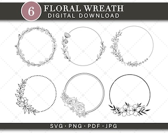 Floral Wreath SVG Bundle Wreath SVG Floral Wreath Vector Wreath Vector Wreath Cricut Wreath Clipart Wreath Cut File Wreath Silhouette png