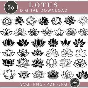 Lotus SVG bundel lotusbloem SVG lotus silhouet lotus clipart indachtig clipart lotus bundel PNG lotus Cricut lotus Cricut bundel yoga svg