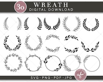 Krans SVG bundel bloemenkrans SVG bruiloft krans SVG krans clipart lauwerkrans SVG krans Cricut krans gesneden bestand krans silhouet png