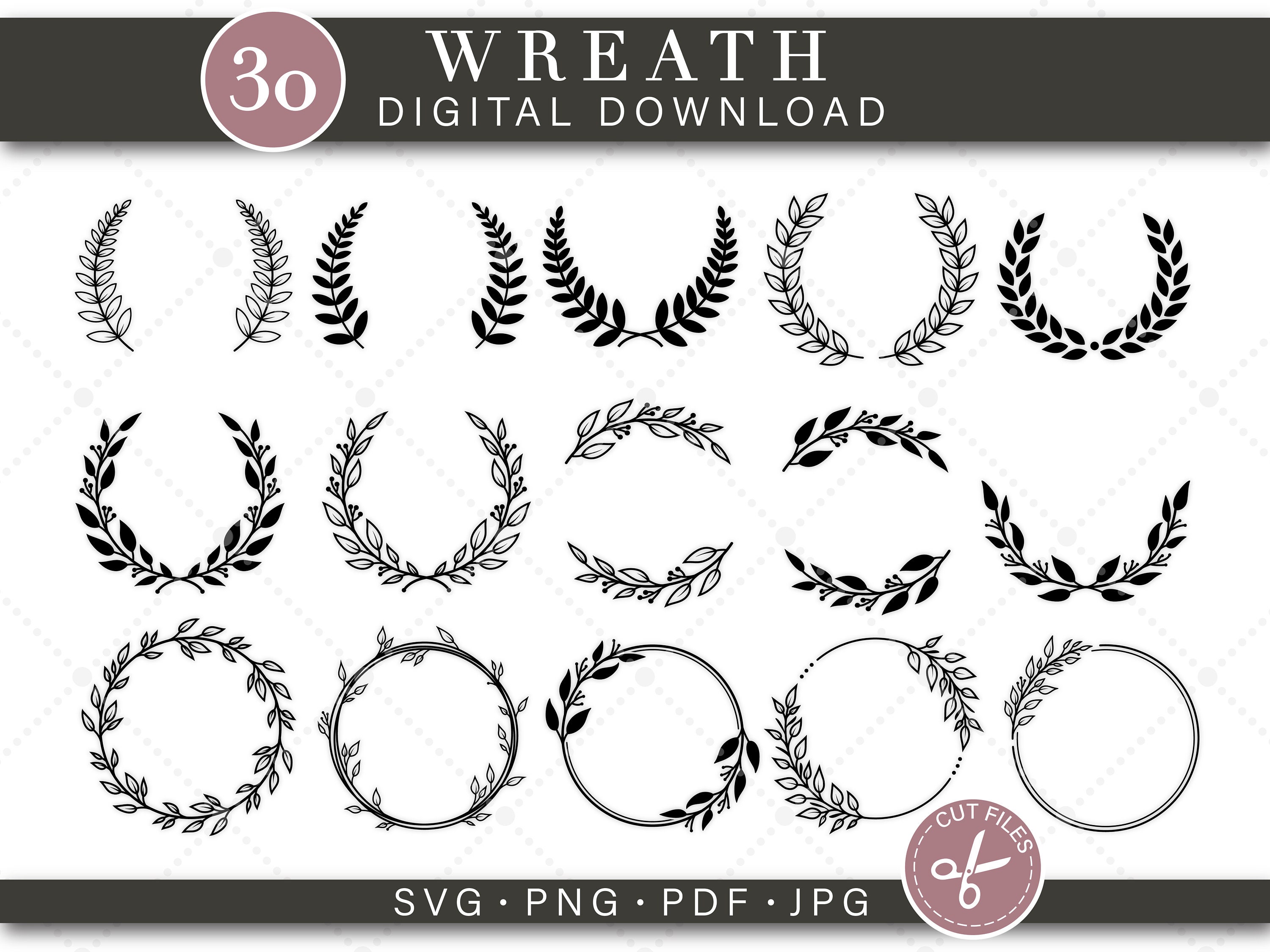 Wreath SVG Bundle Floral Wreath SVG Wedding Wreath SVG Wreath Clipart ...