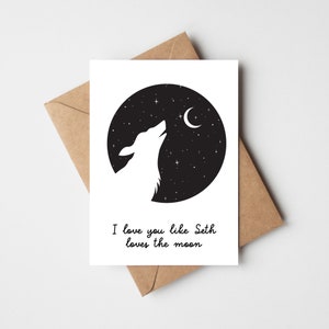 Seth Capella Loves The Moon, Zodiac Academy, Just Because Card, Bibliophile Card, Book Love Card