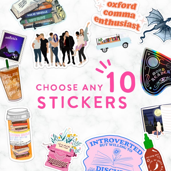 Bookish Stickers Custom 10 Pack | Bookish Stickers | Licensed Seller
