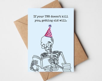 Death by TBR Birthday Card, Bibliophile Card, Book Love Card