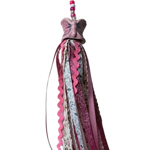 Pink Butterfly Ribbon Tassel, Shabby Chic Home Decor, Gift for Her, Boho Hanging Tassel