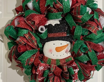 Snowman Wreath: Handmade Holiday Front Door Decor