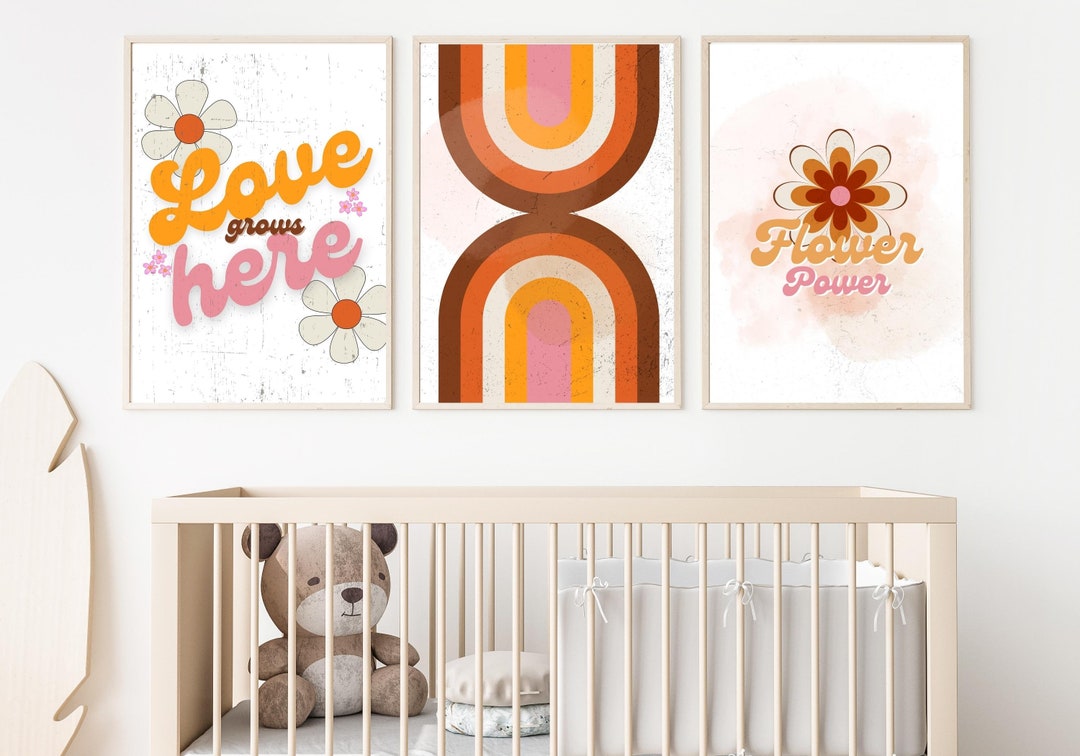 Retro Nursery Set of 5 Prints | Printable Wall Art - Etsy