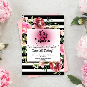 Fifty and Fabulous Birthday Invitation Template