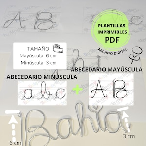 Letras de 6 cm e 3 cm, alfabeto maiúsculo e minúsculo, padrões de nomes de fios, modelos de letras imprimíveis para fio tecido