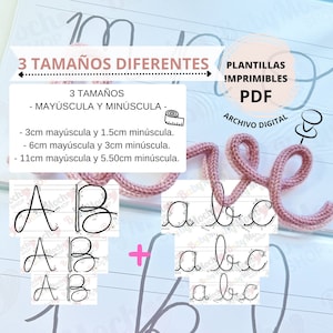 May include: Printable alphabet templates in three sizes: 3 inches, 6 inches, and 11 inches. The templates include uppercase and lowercase letters. The image shows the letters A and B in uppercase and lowercase.