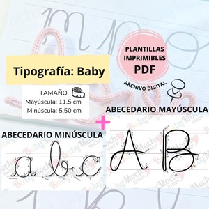 Alfabeto di parole maiuscole e minuscole, modelli di nomi di fili, manuale di lettere, cordoncino intrecciato, tipografia per bambini, PDF