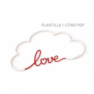 Decoración de pared Love con nube en cordón tejido i-cord | Hecho a mano | Regalo San Valentín | Decoración infantil y romántica |