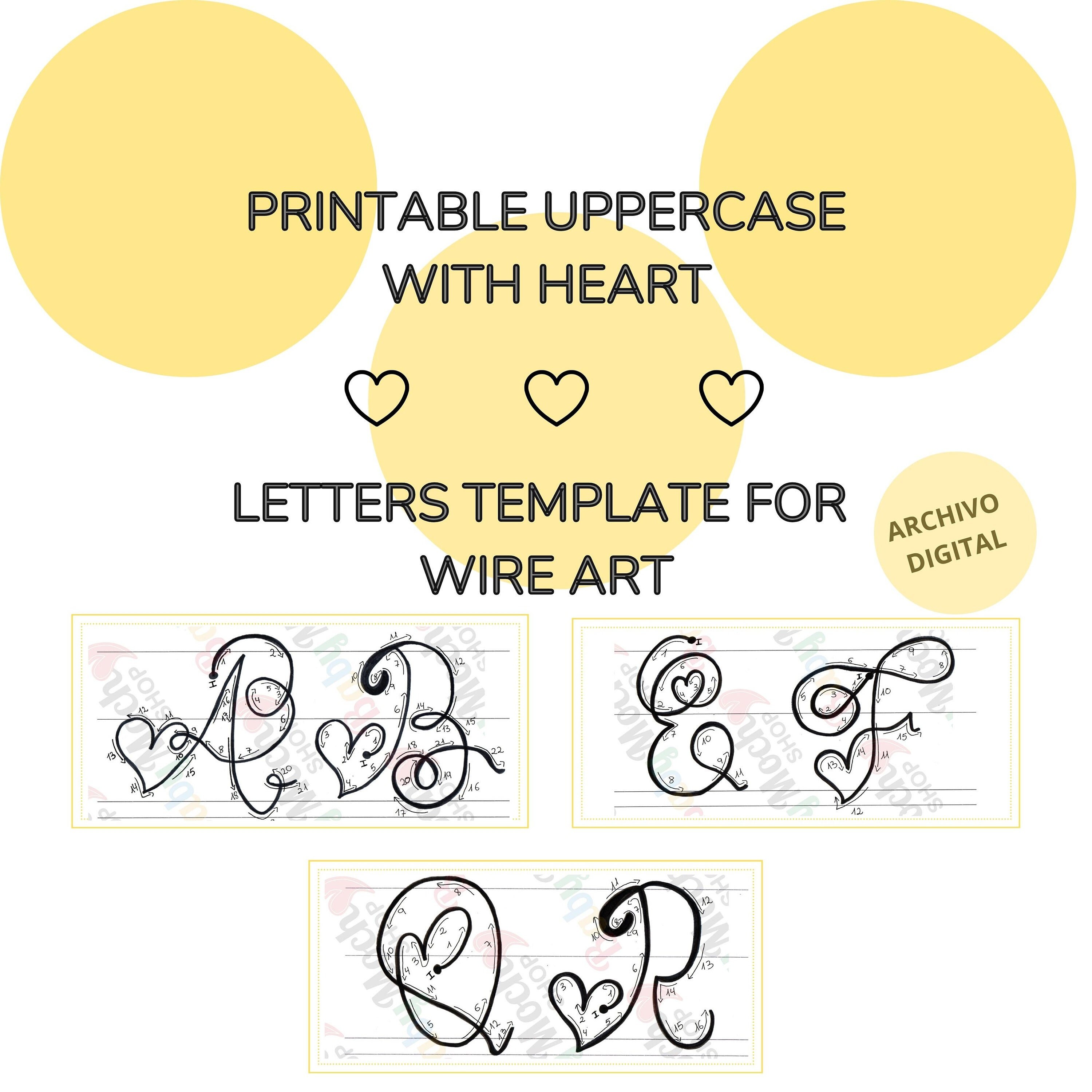 Printable Heart Shaped Uppercase Letters Alphabet Templates - Etsy
