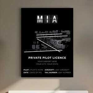Custom Pilot Licence Award, Personnalized Airport Map, Customized Flight School Graduation Gift