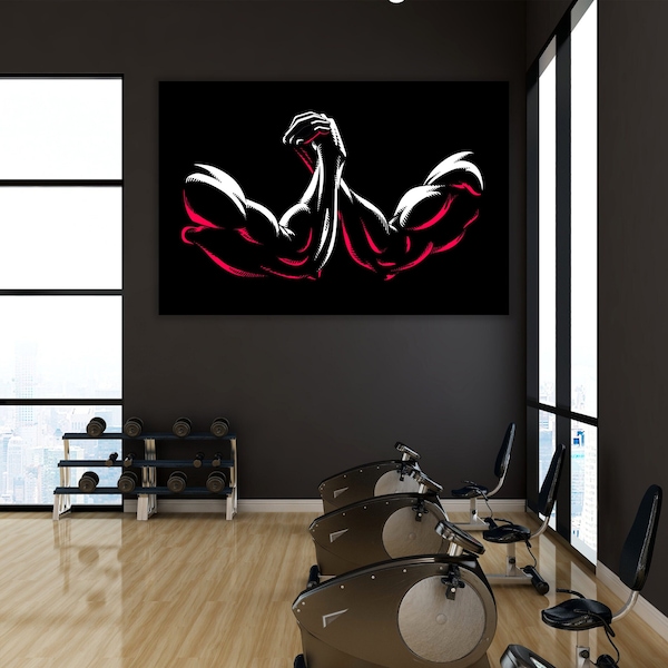 Tableau sport force, biceps, bras de fer sportif, cadeau pour ferriste, décoration salle de sport, idée déco home gym, motivation sportive