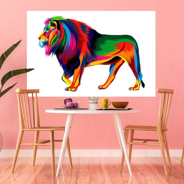 Multicolored Lion pop art painting, lion portrait, the king of the jungle, animal painting, colorful painting, Original wall decoration,Fast delivery