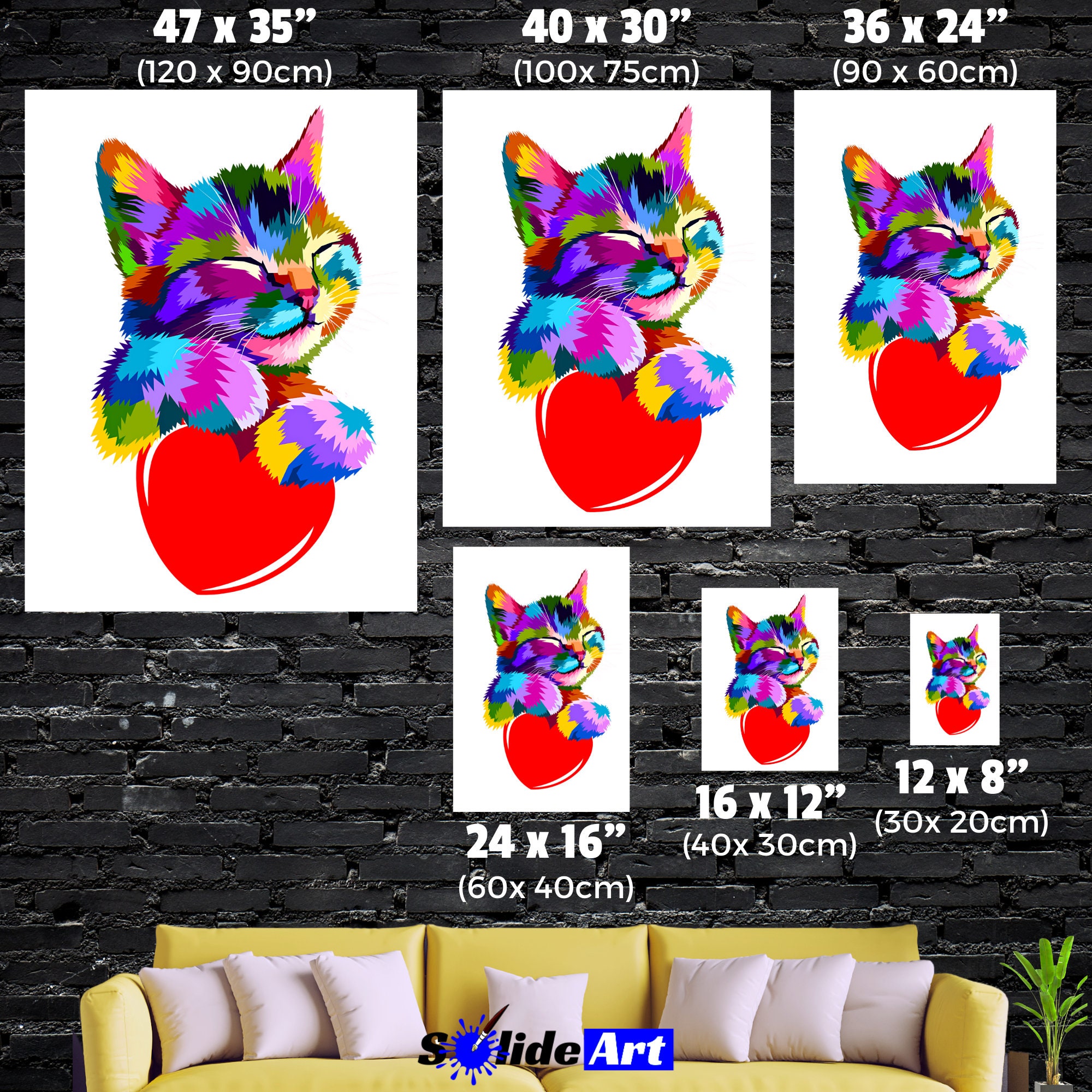 Tableau portrait chat multicolore • Tabloide