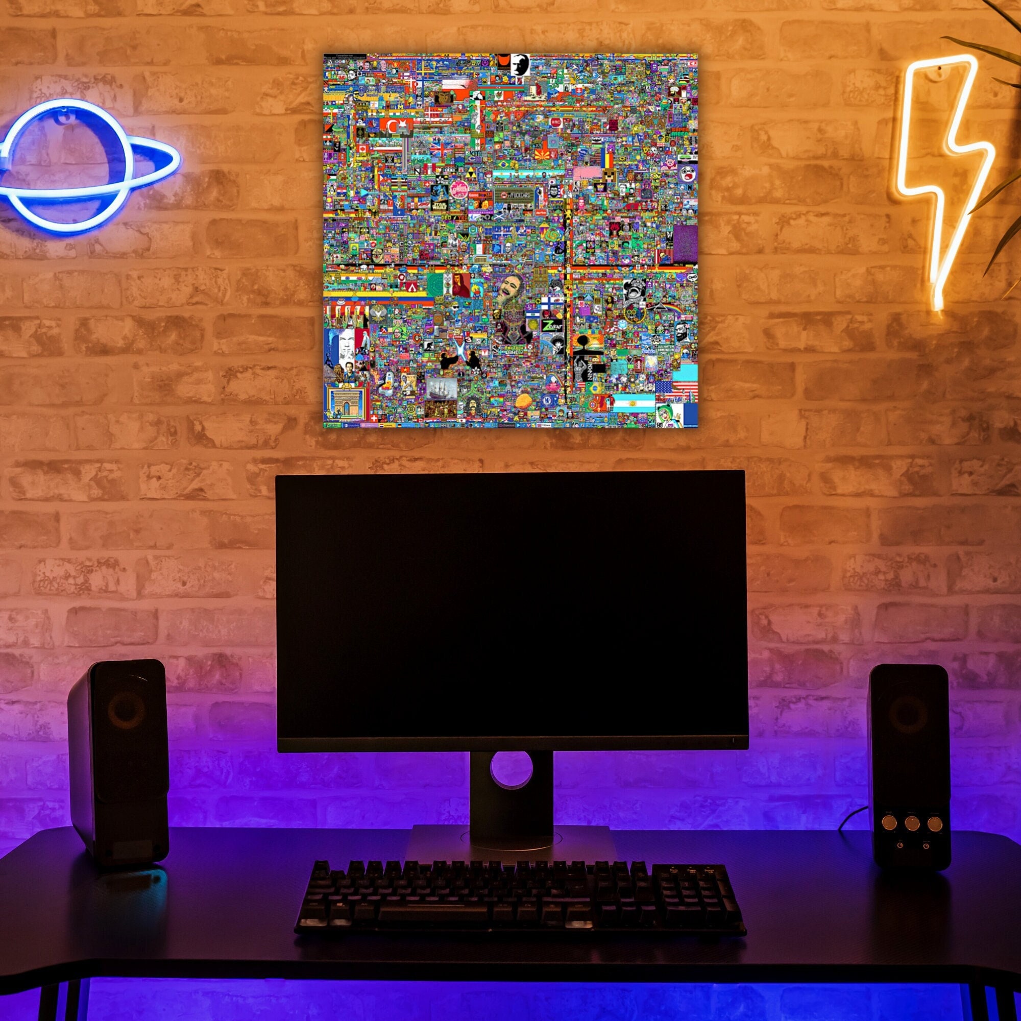 Tableau pixel war, guerre des pixels, impression pixel war, poster, produits dérivés pixel war, décoration streamer, #pixelwar, #RedditPlace