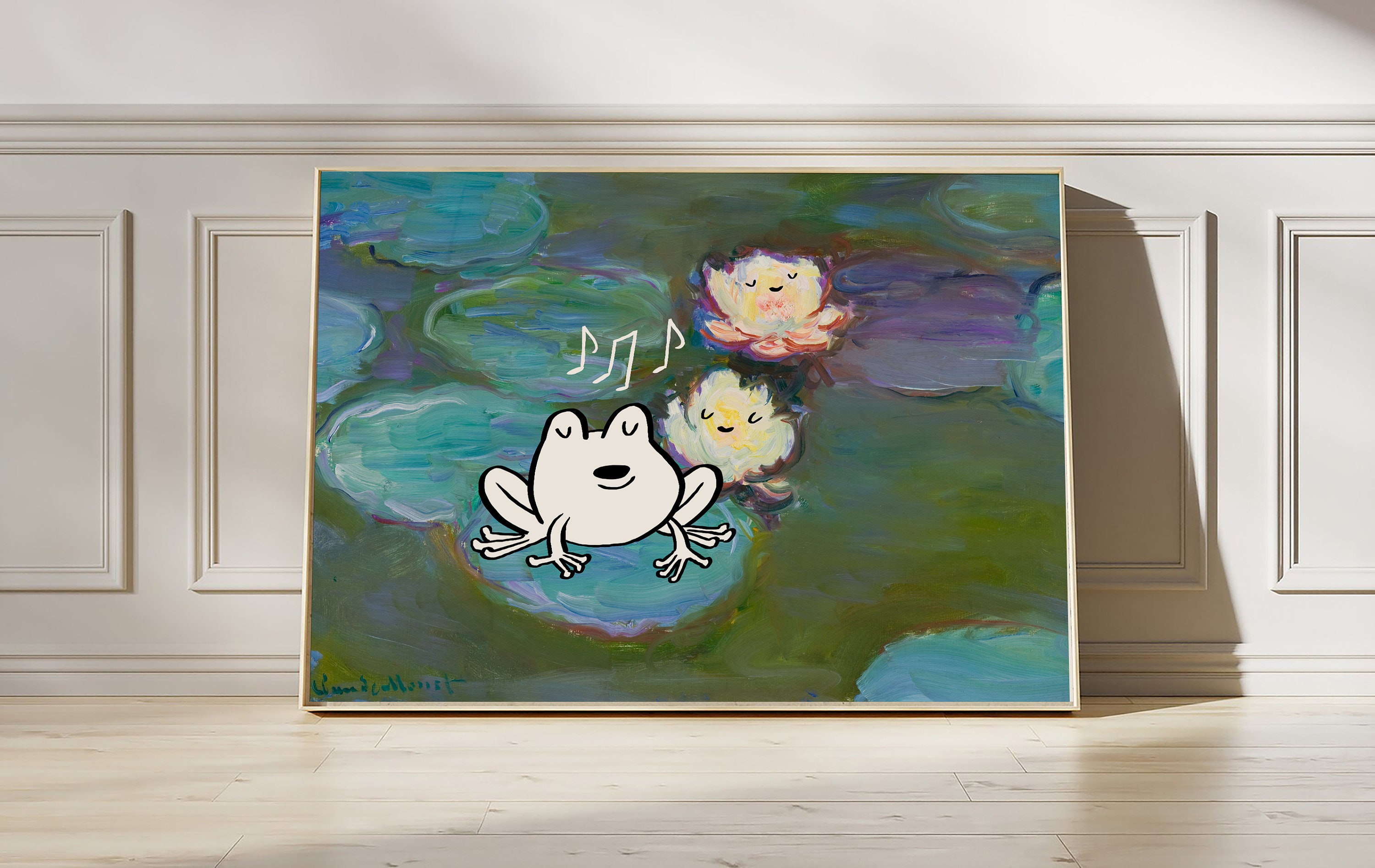 BYNIUA Vintage Monet Water Lillies Canvas Wall Art Famous Floral Funny