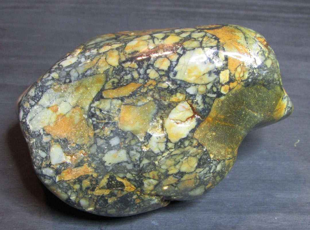 Conglomerate Pudding Stone, Rough Tumbled, Clear Coated, 14 Oz