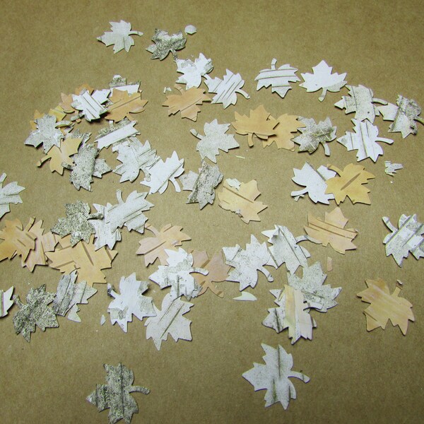 Birch Paper Leaf Confetti, Natural Birch Bark Leaf-Shaped Cut Outs, Shapes Cut from Raw Tree Bark, Birch Bark Sprinkles