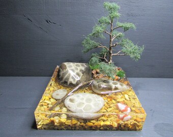 Table Terrarium, Resin Terrarium, Miniature Landscape, Nature Decor, Decorative Stones, Resin Creations, Stone Display, Michigan Stones