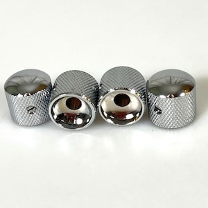 4 Chrome Dome Guitar Knobs  Knurled  Split Shaft Fit  NOS Kramer Parts 4C