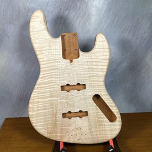 offset Bass Body- NOS Curly Maple Top/Solid One-piece Mahogany Back Unfinished- Limited High End Luthier Supply-exotic Wood R17