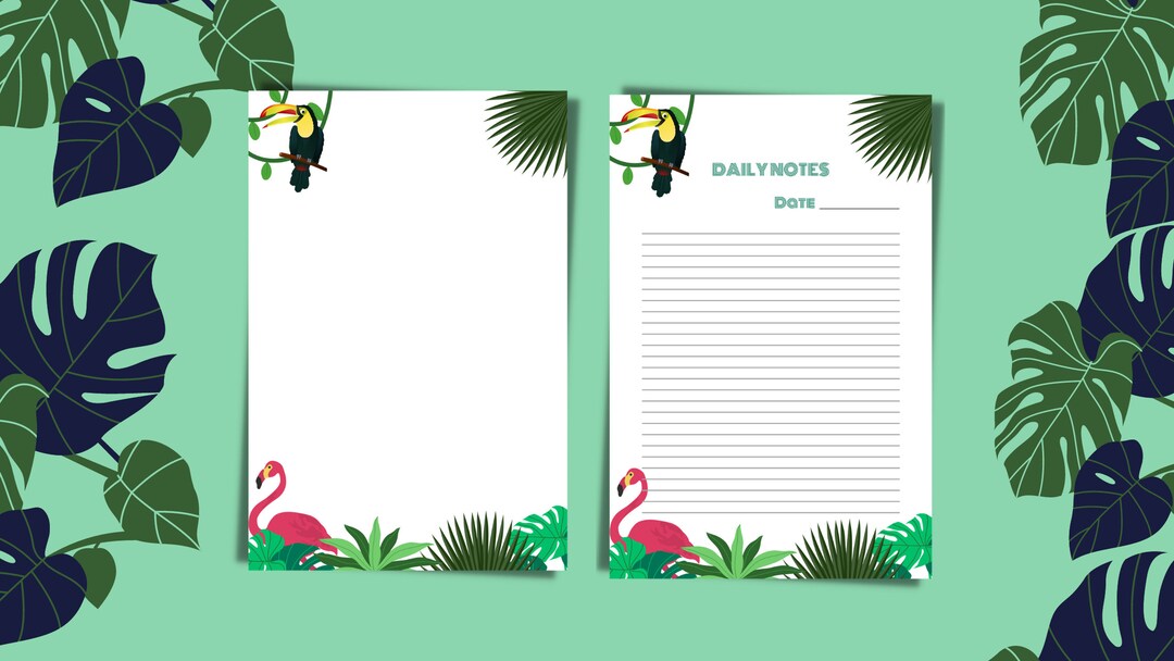 Tropical Printable Pages - Tropical Animals - Lined and Unlined Notepad ...