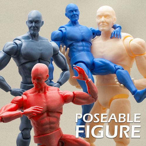 Articulated Poseable Male Figure STL File for 3d Printing Etsy