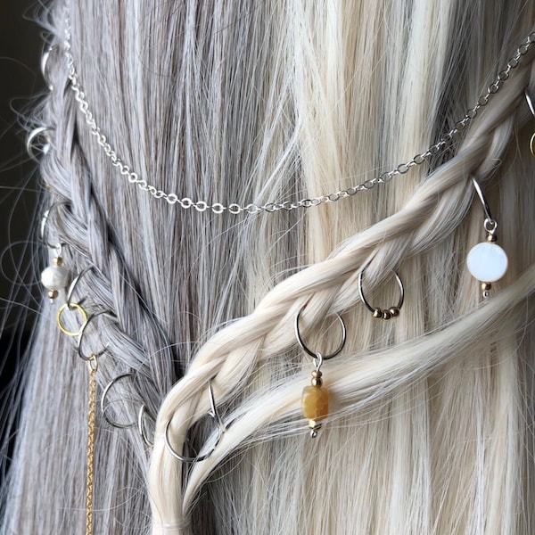 Le cristal naturel sonne l'accessoire pour les cheveux de fée/elfe, ensemble de bijoux pour cheveux