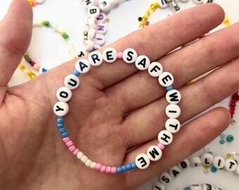 Transgender Flag Ally Bracelet ‘You Are Safe With Me’