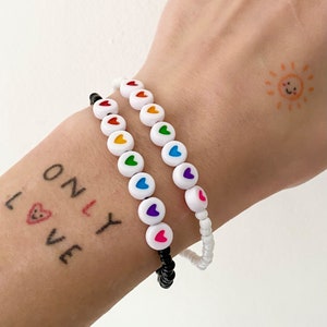 Rainbow Hearts Beaded Bracelet