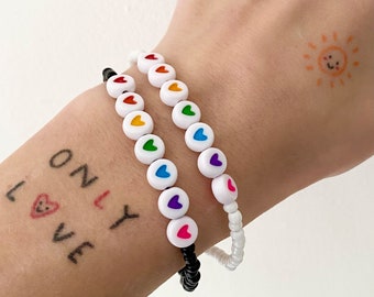 Rainbow Hearts Beaded Bracelet