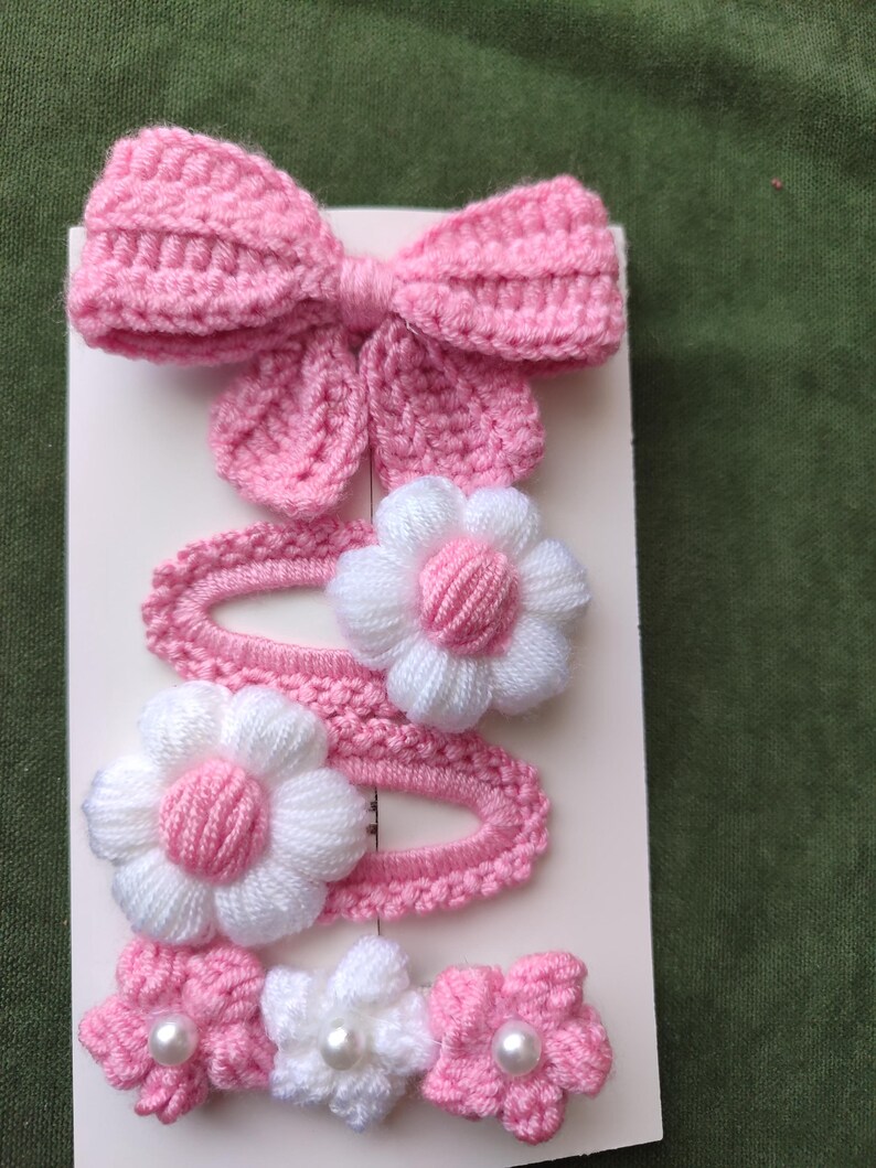 Handmade Crochet Hair Clips Set – Crochet Flower Barrettes - Etsy