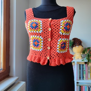 Handmade Granny Square Crop Vest