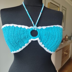 Crochet Adjustable Ties Halter Top, Boho Swimwear or Bustier