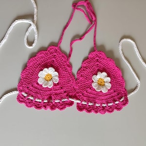 Handmade Daisy Crochet Bikini Top – Handmade Crochet Bralette