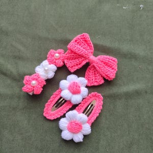Set of 4 Crochet Hair Clips – Handmade Flower Hair Accessories