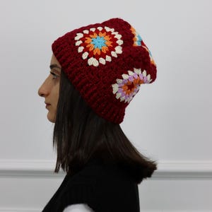 Handmade Crochet Granny Square Beanie – Crochet Winter Hat