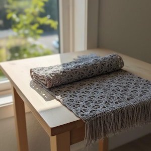 Boho gehaakte tafelloper, rustiek koffiefranje decor