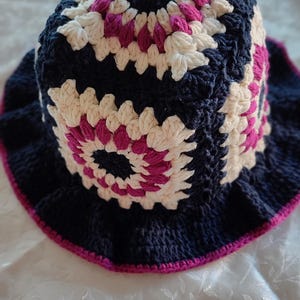 Crochet Granny Square Bucket Hat - Handmade Summer Hat